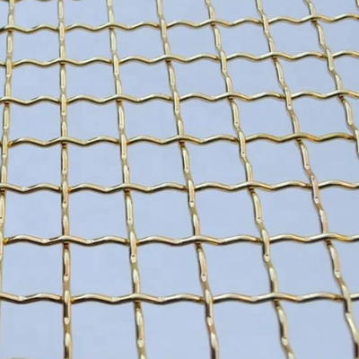 Square Hole Crimped Woven Wire Mesh SS 316 304 Stainless Steel / Brass