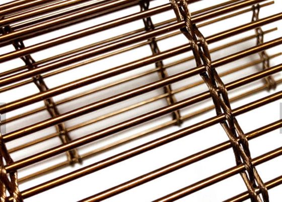 0.45mm 0.6mm Copper Facade Mesh , Decorative Woven Wire Mesh