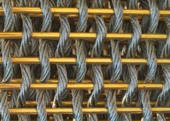0.45mm 0.6mm Copper Facade Mesh , Decorative Woven Wire Mesh